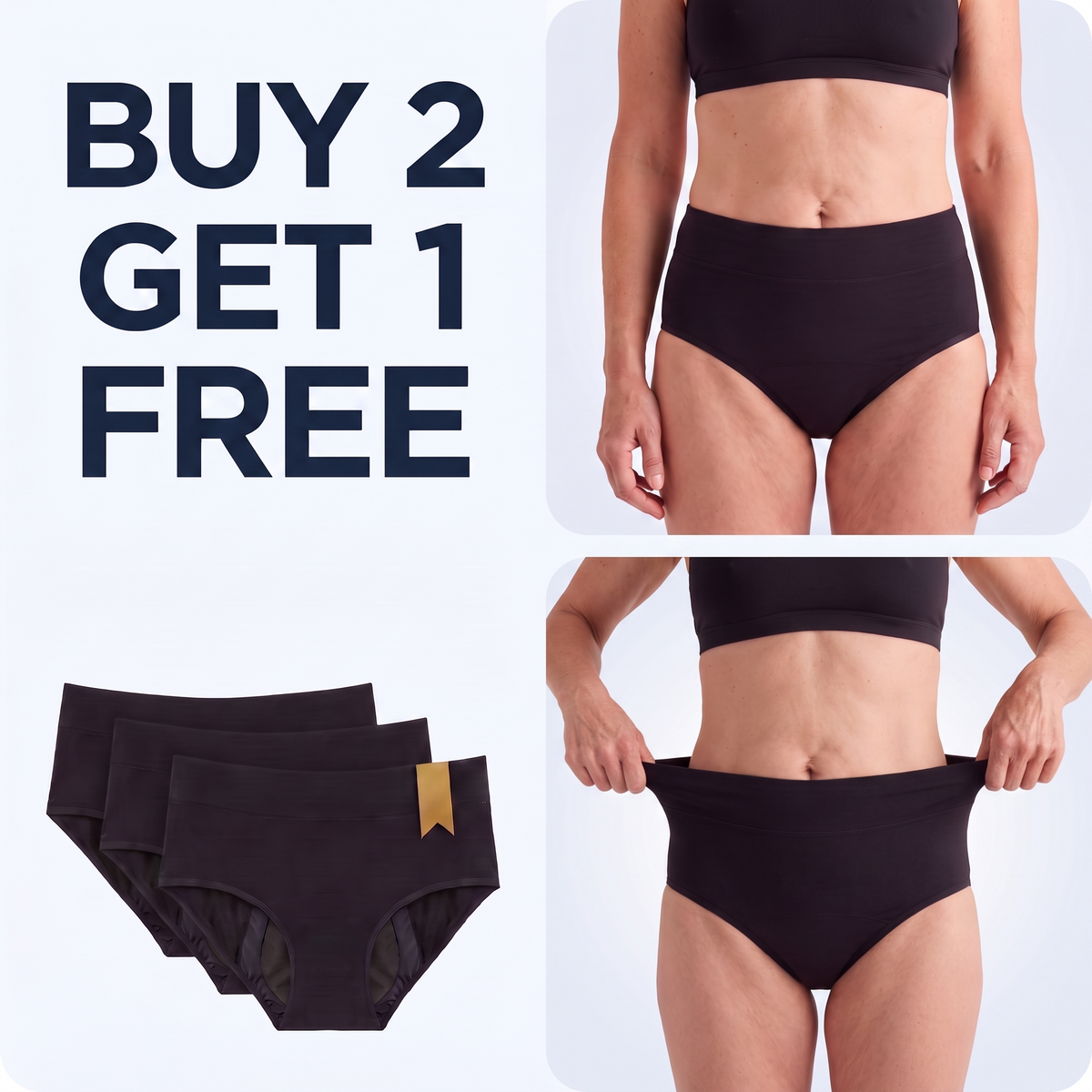 Buy 2, Get 1 Free: Calm Wear high-waist leakproof brief
